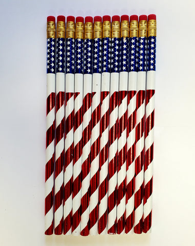 Moon STARS & STRIPES #2 Pencils, Pack of 12 (00229)