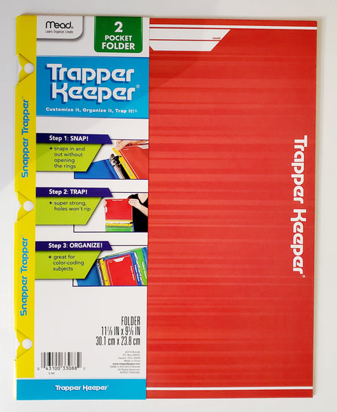 Mead Snapper Trapper Keeper 2 Pocket Folder, Assorted Colors