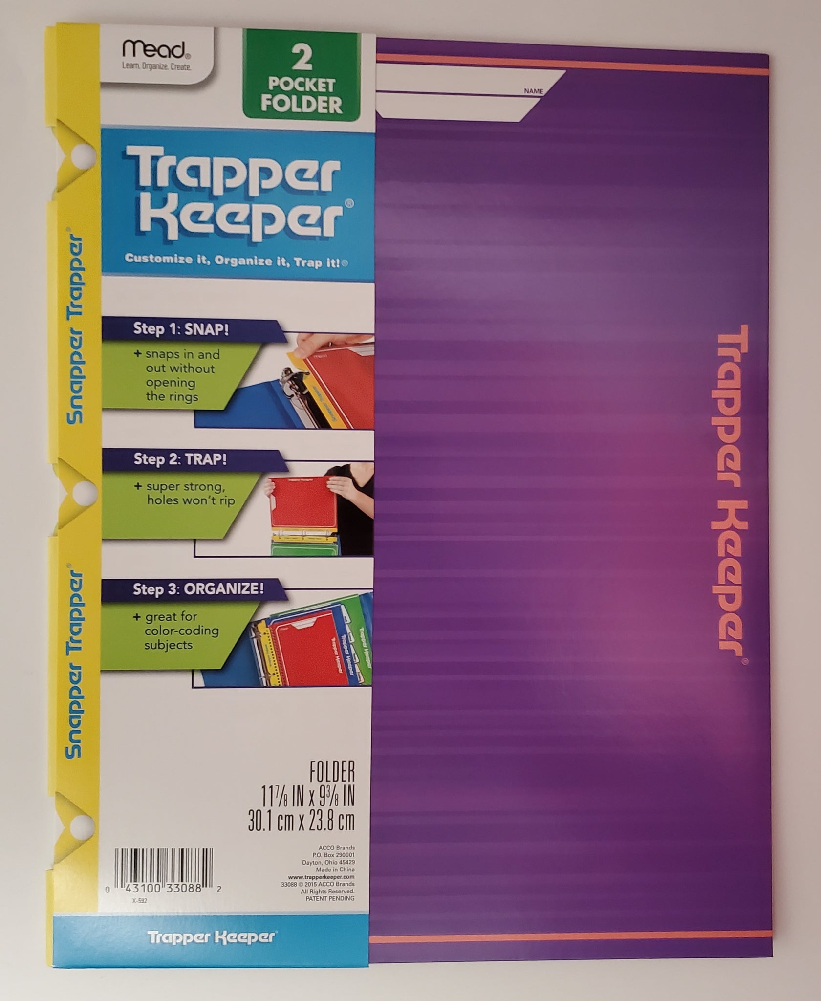Mead Snapper Trapper Keeper 2 Pocket Folder, Assorted Colors