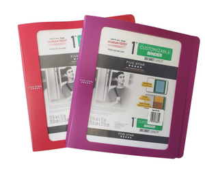 Five Star Customizable 1" Poly View 3-Ring Binder, Available in Red or Purple