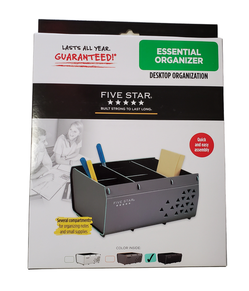 Five Star Essential 5-Section Desk Organizer Gray/Teal (73168)