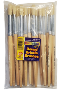 Creativity Street Round Bristle Brushes, Short Wooden Handles, Pack of 18 (PAC 05147)