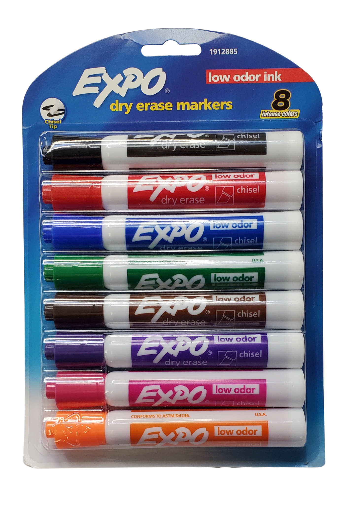 Expo Dry Erase Low Odor Chisel Tip Markers, 8 Intense Colors (1912885)