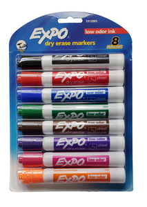 Expo Dry Erase Low Odor Chisel Tip Markers, 8 Intense Colors (1912885)