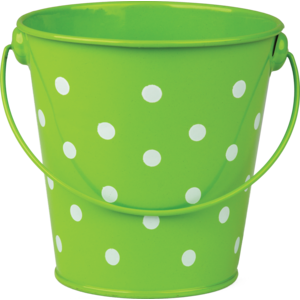 Teacher Created Lime Polka Dots Bucket (TCR 20824)