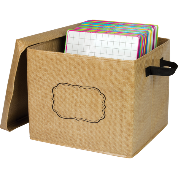 Teacher Created Burlap Storage Box, Approx. 12" x 13" x 10½". (TCR 20834)