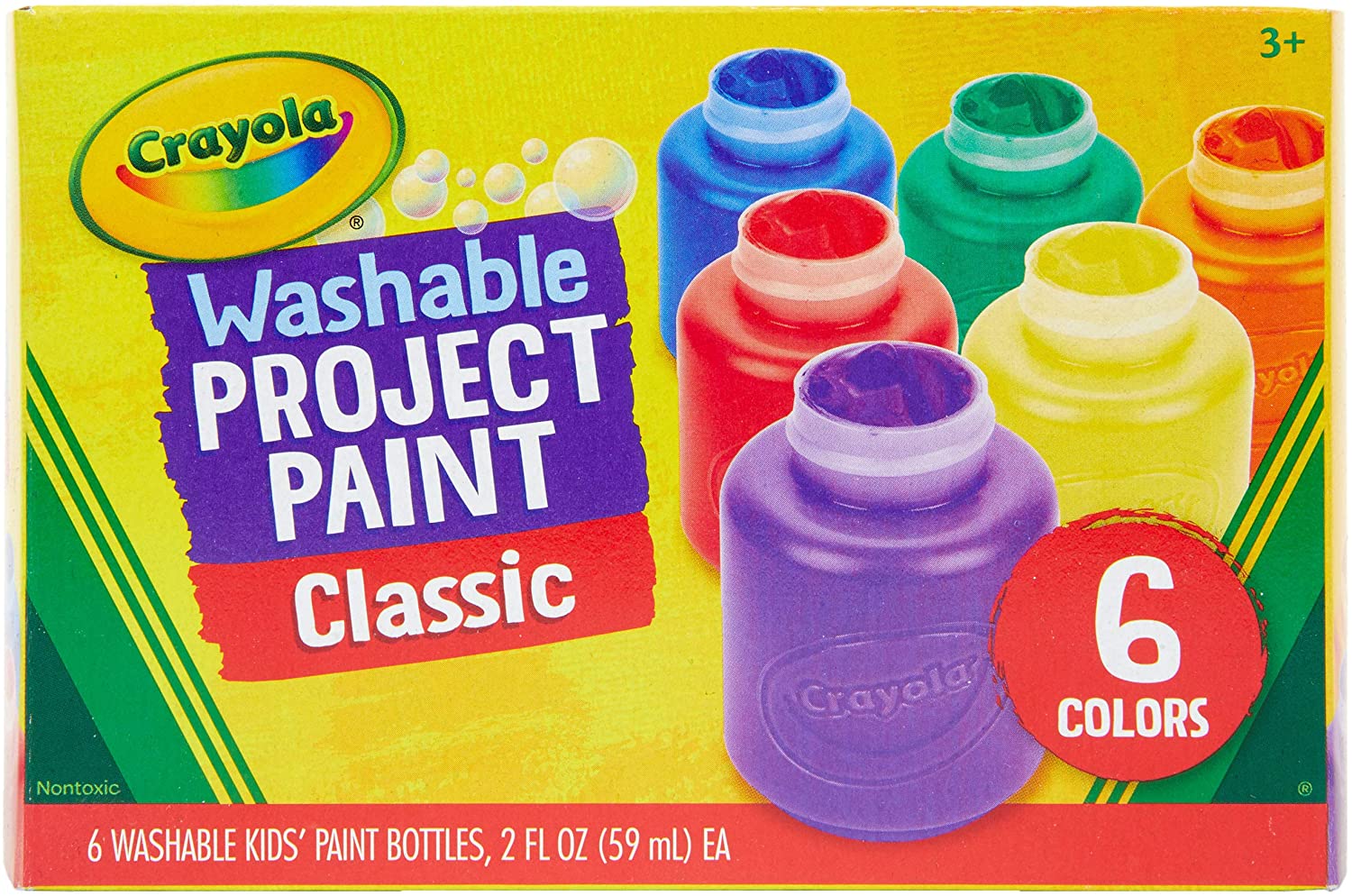 Crayola Washable Kids Paint, 6 Count, Assorted Colors (54-1204)