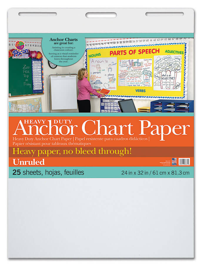 Pacon Heavy Duty Anchor Chart Paper, Unruled, 24" x 32", Non-Adhesive (P 3371)