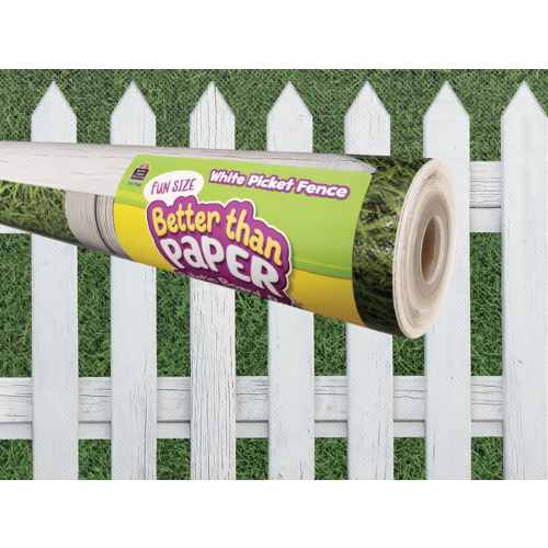 Teacher Created Fun Size White Picket Fence Better Than Paper Bulletin Board Roll, 18" x 12" (TCR 77467)