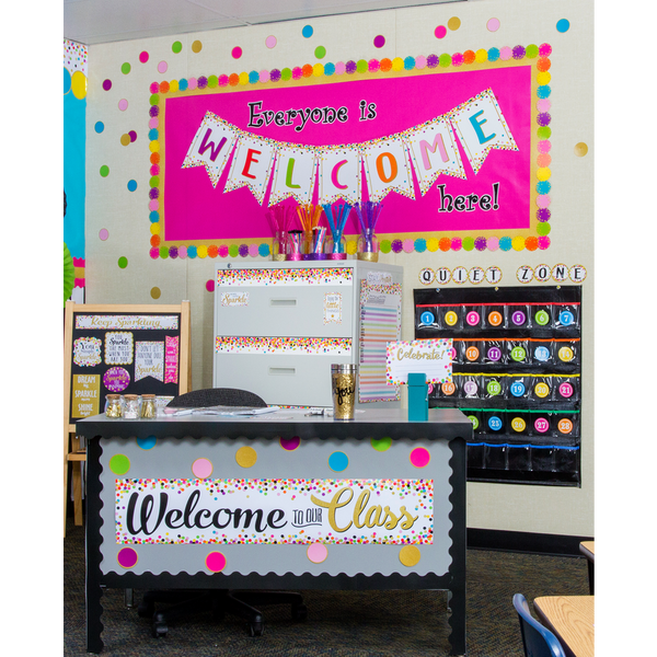 Teacher Created Confetti Pennants Welcome Bulletin Board Display, 9½" x 13½" (TCR 3608)