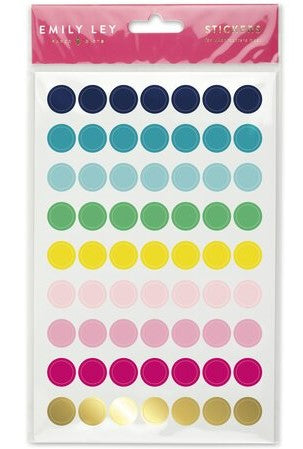 Emily Ley Simplified System Colored Circle Stickers, 6 Sheets, 378 Stickers (31121)