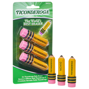 Ticonderoga Pencil Shaped Erasers, 3 Count (X 38953)