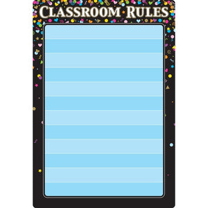 Ashley Smart Poly Chart Dry Erase Black Confetti Classroom Rules, 13" X 19" (ASH91085)