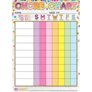 Ashley Smart Poly Dry Erase Chart Chores Confetti Style, 13" X 9.5" (ASH95304)