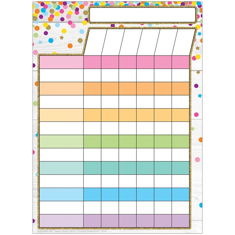 Ashley Smart Poly Single Sided Postermat Pals Incentive Chart Confetti Style, 13" X 9.5" (ASH95311)