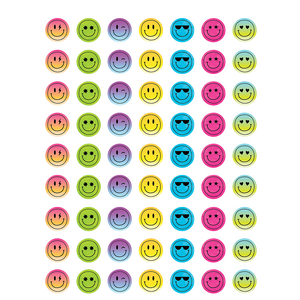 Teacher Created Brights 4Ever Smiley Faces Mini Stickers, 378 Mini Stickers, ½'' (TCR 3924)