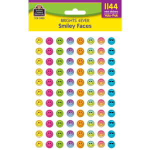 Teacher Created Brights 4Ever Smiley Faces Mini Stickers Valu-Pak, 1,144 Mini Stickers, ½'' (TCR 3925)