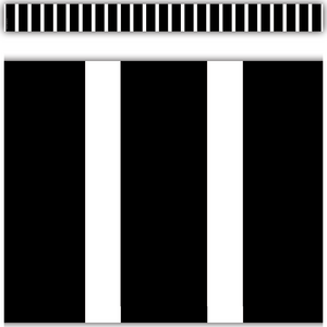 Teacher Created Black and White Vertical Stripes Straight Border Trim (TCR 3935)