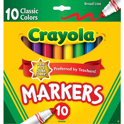 Crayola Markers, Broad Line, Assorted Colors, 10 Count (58-7722)