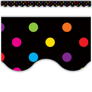 Teacher Created Multicolor Dots on Black Scalloped Border Trim (TCR 4648)