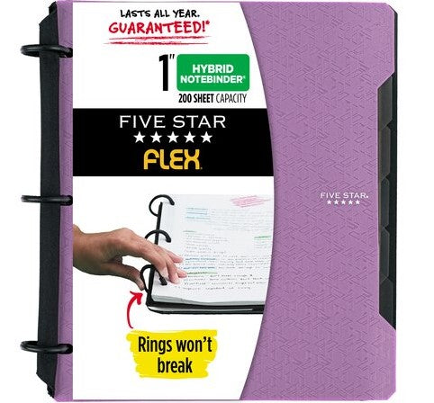 Five Star Flex Hybrid NoteBinder, 1" Binder - Tabs, Notebook and 3 Ring Binder All-in-One (29328)