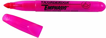 Ticonderoga Emphasis Fluorescent Highlighters, Desk Style, Chisel Tip, Pink, 12-Pack (X 47066)