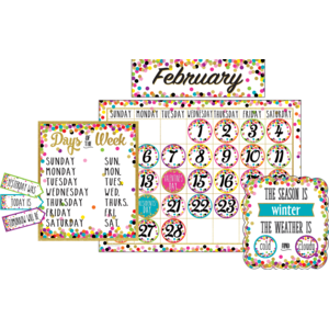 Teacher Created Confetti Calendar Bulletin Board Display (TCR 5443)