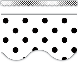 Teacher Created Black Polka Dots on White Scalloped Border Trim (TCR 5593)