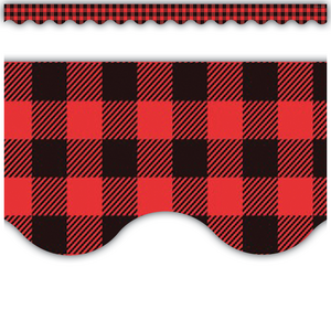 Teacher Created Red and Black Gingham Scalloped Border Trim (TCR 5881)