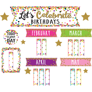 Teacher Created Confetti Let's Celebrate Birthdays Mini Bulletin Board (TCR 5884)