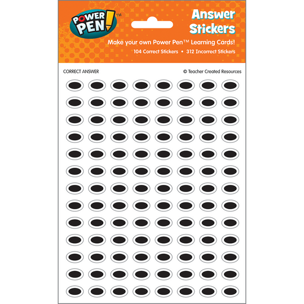 Teacher Created  POWER PEN Learning Cards Answer Sticker Sheets (6168)