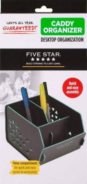 Five Star Caddy Desk Organizer, 3 Compartments, White/Lime (73678)