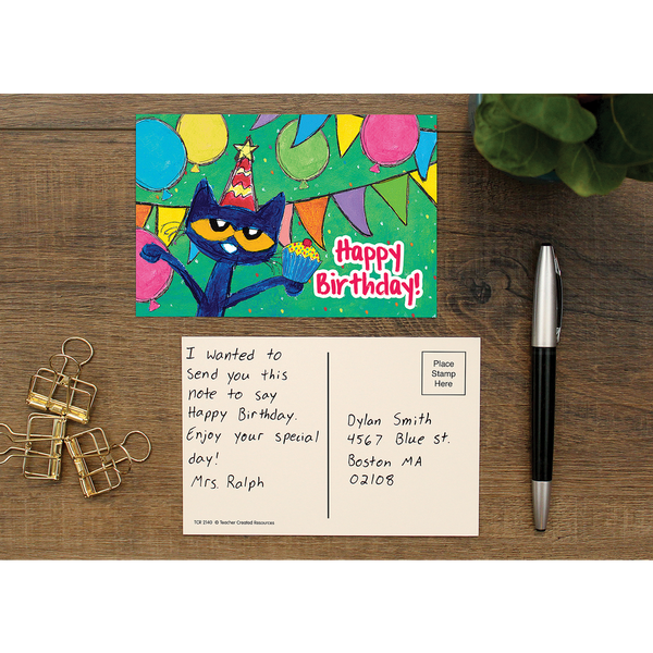 Teacher Created Pete the Cat Happy Birthday Postcards, 4'' x 6'' (EP 62010)