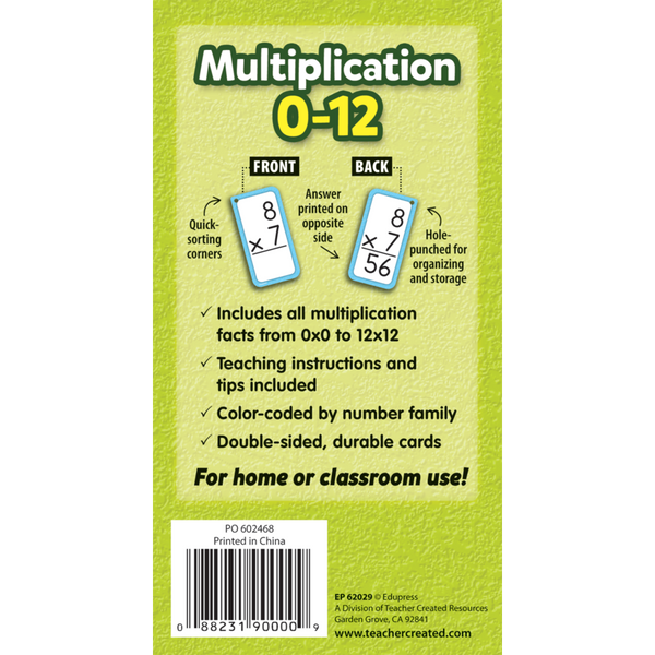 Edupress Multiplication Flash Cards - All Facts 0-12, 170 Cards (EP 62029)