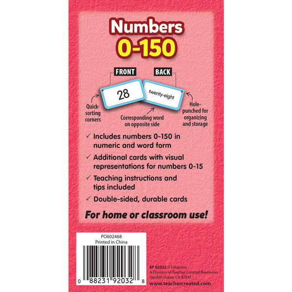 Edupress Numbers 0-150 Flash Cards, 170 Cards (EP 62032)