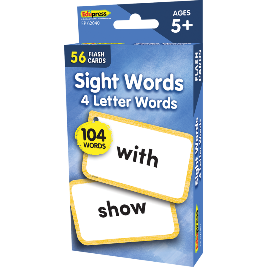 Edupress Sight Words Flash Cards - 4 Letter Words, 56 Cards (EP 62040)