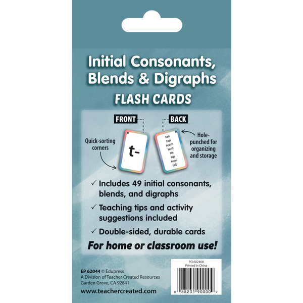 Edupress Initial Consonants, Blends, & Digraphs Flash Cards, 56 Cards (EP 62044)