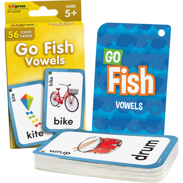 Teacher Created Go Fish Vowels Flash Cards, 3⅛" x 5⅛", 56 Cards (EP 62049)
