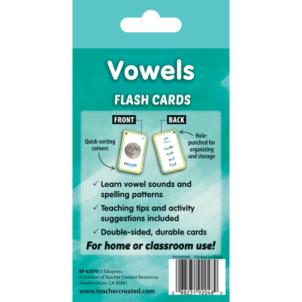 Teacher Created Vowels Flash Cards,3⅛" x 5⅛",56 Cards (EP 62070)