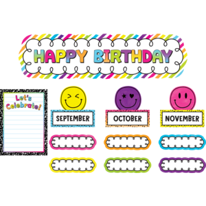 Teacher Created Brights 4Ever Happy Birthday Mini Bulletin Board, 50 Pieces (TCR 6924)