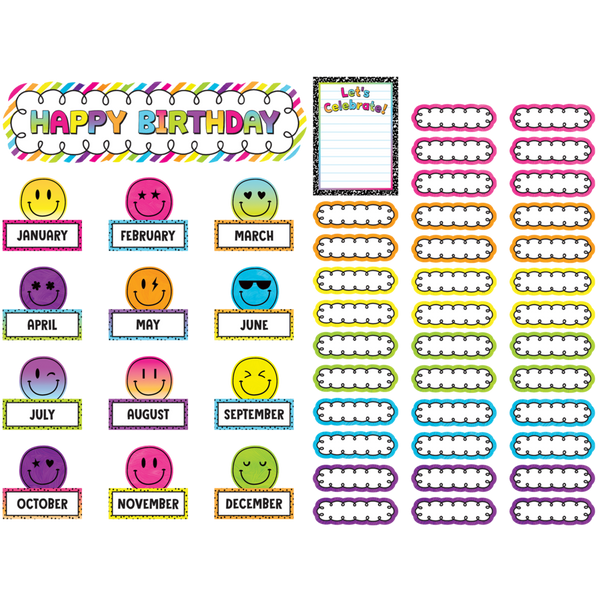 Teacher Created Brights 4Ever Happy Birthday Mini Bulletin Board, 50 Pieces (TCR 6924)
