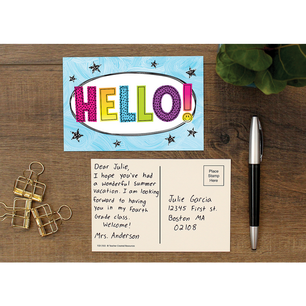 Teacher Created Brights 4Ever Hello Postcards, 4'' x 6'' (TCR 6931)