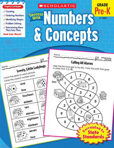 Scholastic Success with NUMBERS & CONCEPTS PreK Activity Book (SC-520085)