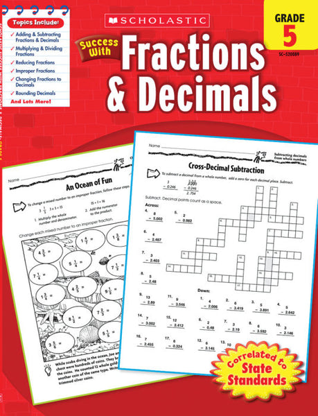 Scholastic Success with FRACTIONS & DECIMALS Grade 5 (SC-520089)