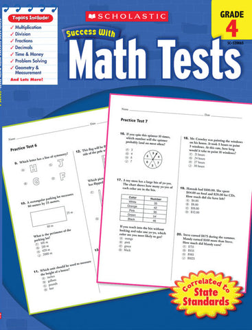 Scholastic Success with MATH TESTS Grade 4 Activity Book (SC-520065)