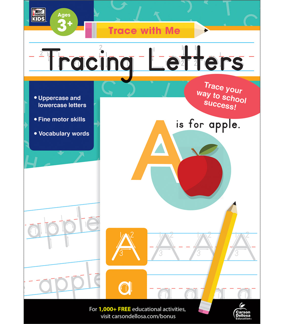Carson Dellosa Trace with Me: Tracing Letters Activity Book Grade Toddler-K (CD 705215)