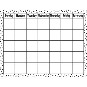 Teacher Created Black Painted Dots on White Calendar Chart (TCR 7080)