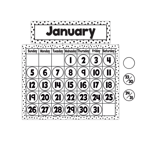 Teacher Created Black & White Calendar Days (TCR 7081)