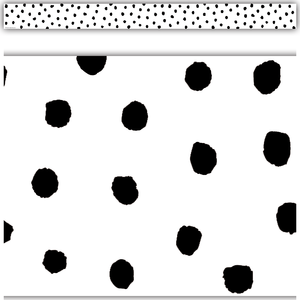 Teacher Created Black Painted Dots on White Straight Border Trim (TCR 7083)