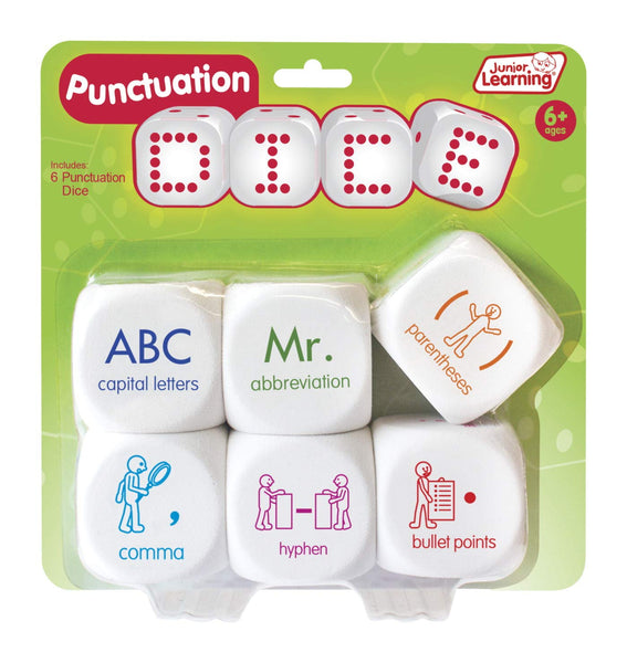 Junior Learning PUNCTUATION DICE  to Use In Sentences, Set of 6 (JL 532)
